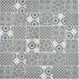 Céramique Carreau de mosaïque noir blanc Carreau de mosaïque Patchwork Ornement Décor Vintage Mur Carrelage MOS14-0333