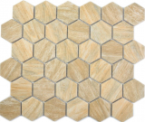 Hexagonal hexagonale mosaïque carreaux de céramique beige brun mix aspect bois carreaux de cuisine dos salle de bains - MOS11H-0011