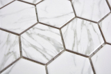 Échantillon manuel Mosaïque céramique Hexagone aspect Carrare blanc brillant Carreau de mosaïque murale Miroir de carrelage cuisine salle de bain MOS11H-0001_m