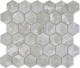 Hexagonal Hexagonal Carreau Mosaïque Céramique Marbre Gris Brillant Pierre Carreau Mosaïque Murale Cuisine Salle de Bains - MOS11H-0201