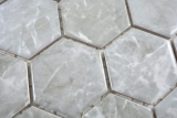 Motif manuel Mosaïque céramique Hexagone Marbre gris brillant Carreau de mosaïque murale Miroir de carrelage cuisine salle de bain MOS11H-0201_m