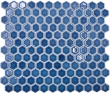 Céramique Mosaïque Hexagone bleu vert brillant Carreaux de mosaïque murale Carreaux de cuisine Salle de bain MOS11H-0405_f