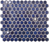 Mosaïque céramique Hexagone bleu cobalt brillant Carreaux de mosaïque murale Carreaux de cuisine Salle de bain MOS11H-0444_f