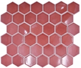 Hexagonal Hexagonal Carreau Mosaïque Céramique Bordures Rouge Brillant Carreau Mosaïque Murale Carreau de cuisine Carreau de salle de bain - MOS11H-0901