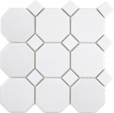 Octogonal octogonal Mosaïque céramique blanc mat avec blanc brillant Carreau de mosaïque murale carrelage cuisine - MOS13-Octa0111