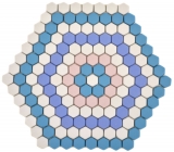 Mosaïque de verre Hexagon DECOR bleu rose blanc mat Fiesenspiegel mur cuisine salle de bain