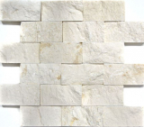 Pierre calcaire Mosaïque Pierre naturelle Splitface Mur de pierre blanc crème Brick Limestone 3D optique carrelage - MOS29-49792