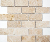 Travertin Carreaux de mosaïque TerrasseMur Sol Pierre naturelle beige Brick Aspect brique Carreau mural Bac de douche Carreau de cuisine - MOS43-1202