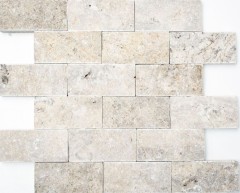 Travertin Mur de pierres Pierres naturelles gris clair Brick Splitface argent 3D Aspect mural Blocage cuisine - MOS29-42781