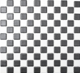 Céramique MOSAÏQUE Échiquier noir blanc mat non émaillé CARREAUX DE DOUCHE - MOS18-0305-R10
