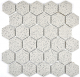 Carreau de mosaïque Céramique blanc crème Hexagaon moucheté non émaillé MOS11G-0103-R10_f
