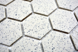 Motif manuel Carreau de mosaïque Céramique blanc crème Hexagaon moucheté non émaillé MOS11G-0103-R10_m