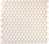 Mosaïque bouton LOOP mosaïque ronde beige clair mat non-émaillé antidérapant mur cuisine douche SALLE DE BAINS - MOS10-1202-R10