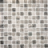 Mosaïque de verre Revêtement mural durable Recyclage Structure bois gris beige Carrelage MOS63-324