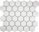 Hexagonal Hexagonal Carreau Mosaïque Céramique blanc non émaillé antidérapant Carreau de sol Carreau de piscine Bac à douche - MOS11B-0102-R10