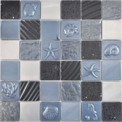 Mosaïque de verre Carreaux de mosaïque Pierre artificielle Acier relief noir anthracite graphite Carrelage cuisine salle de bain MOS88-2717