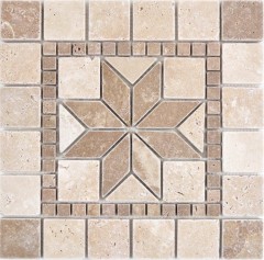 Pierre naturelle à incruster Décor beige crème noyer brun Travertin Carreau mosaïque mur sol cuisine salle de bain WC sauna - MOSDEKO69