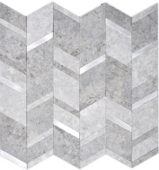 tapis mosaïque autocollant aspect flèche vinyle gris argenté anthracite carrelage cuisine