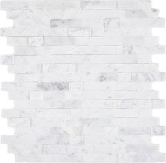 Bâtonnets de mosaïque composite autocollants Pierre naturelle blanche avec optique Carrare Miroir de carrelage Cuisine Optique murale MOS200-M22