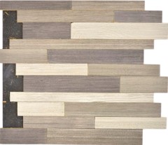 panneaux autocollants en bois véritable composite gris beige HSC mur en bois carrelage dosseret de cuisine MOS170-PW3