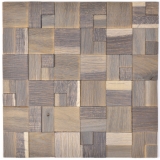 mosaïque de bois autocollante panneau de bois parement noisette 3D mur de bois cuisine carrelage