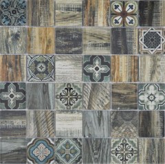 Carreau mosaïque Patchwork Beachhouse aspect bois RETRO Vintage bleu vert mur cuisine carrelage salle de bain MOS160-w500