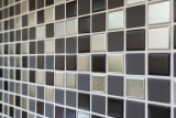 Échantillon manuel Carreau de mosaïque Céramique noir argenté anthracite chrome Dos de cuisine MOS18-0317_m