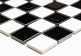 Motif manuel Carreau de mosaïque Céramique Échiquier noir blanc brillant Carrelage MOS18-0306_m