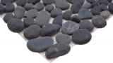 Motif main mosaïque galets de rivière galets de pierre bombés gris foncé MOS30-0208_m