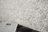 Échantillon manuel de mosaïque de galets de rivière galets de pierre coupés blanc 5 7 MOS30-IN14_m