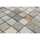 Motif à main Mosaïque Carreau Quartzite Pierre naturelle Quartzite beige Dos de cuisine Protection anti-éclaboussures gris MOS36-0206_m
