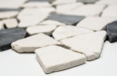 Motif main Carreau de mosaïque Marbre Pierre naturelle beige noir Bruch Ciot BianconeJava MOS44-30-110_m