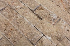 Échantillon manuel de mosaïque mur en pierre travertin pierre naturelle noix Brick Splitface Noce Travertin 3D MOS43-44248_m