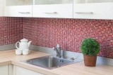 Motif à main Carreau de mosaïque Translucide rouge Mosaïque de verre Crystal Resin rouge BAD WC cuisine MUR MOS92-0904_m