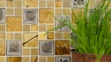 Motif main Carreau de mosaïque translucide or Combinaison de mosaïque de verre Crystal Resin gold Ornament MOS88-0790_m
