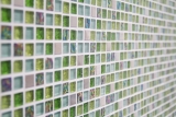 Échantillon manuel Carreau de mosaïque Translucide acier inoxydable vert Mosaïque de verre Crystal acier vert MOS92-0506_m