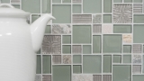Échantillon manuel Carreau de mosaïque Translucide gris Combinaison de mosaïque de verre Crystal pierre claire grise mate MOS88-MC669_m