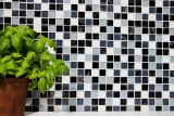 échantillon manuel carreau de mosaïque autocollant translucide blanc gris noir mosaïque de verre Crystal gris noir blanc essuyé MOS200-4CM28_m