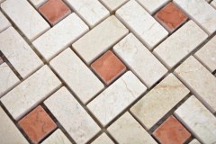 Échantillon manuel de mosaïque de marbre Roue pierre cremarfil rose poli Mosaïque de marbre Roue pierre cremarfil rose MOS88-B17_m