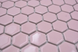 Motif manuel Mosaïque céramique Hexagone vieux rose brillant Carreau de mosaïque murale Miroir de carrelage cuisine salle de bain MOS11H-1111_m