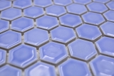 Motif manuel Mosaïque céramique Hexagone bleu brillant Carreau de mosaïque murale Miroir de carrelage cuisine salle de bain MOS11H-0506_m