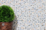 Carreaux mosaïque rétro vintage céramique blanc coloré fleurs carreaux mur MOS18C-1401_f | 10 Tapis mosaïque