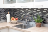 Mosaïque composite céramique noir argent chromé baguettes miroir carrelage MOS26-0317_f | 10 tapis mosaïque