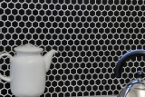 Carreaux de mosaïque Céramique Hexagone noir mat Fond de douche Miroir de carrelage MOS11A-0311_f | 10 Tapis de mosaïque