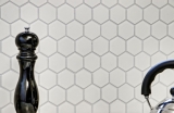Mosaïque Céramique Hexagone blanc brillant Dos de cuisine anti-éclaboussures MOS11B-0102_f | 10 Tapis de mosaïque