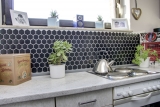 Carreaux de mosaïque Céramique Hexagone noir mat Dos de cuisine MOS11B-0311_f | 10 Tapis de mosaïque