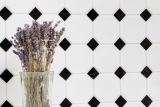 Carreaux de mosaïque Céramique Octagonal blanc mat noir brillant MOSOcta-190_f | 10 Tapis de mosaïque