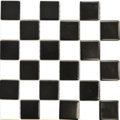Carreau mosaïque céramique blanc noir mat damier carreaux MOS16-CD202_f