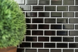 Mosaïque Carreau céramique Brick noir brillant Dos de cuisine Protection anti-éclaboussures MOS24-4BG_f