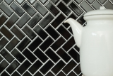 Mosaïque Carreau en céramique à chevrons noir brillant Carreau de mosaïque MOS24-CHB6BG_f